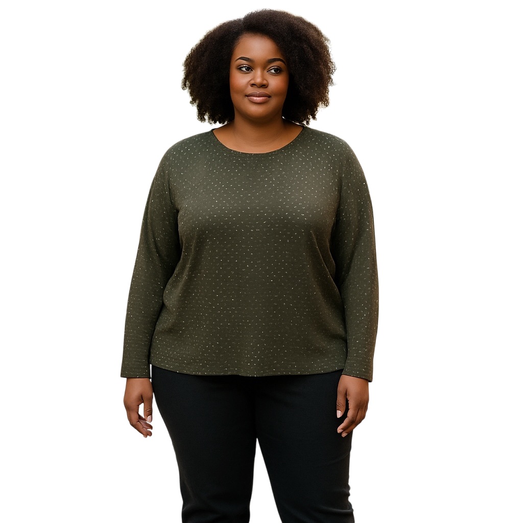 Time And Tru Gray Relaxed Blouse With Long Sleeves